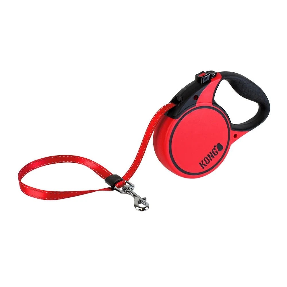 KONG CORREA RETRACTIL TERRAIN (XS (12 KG), Rojo)