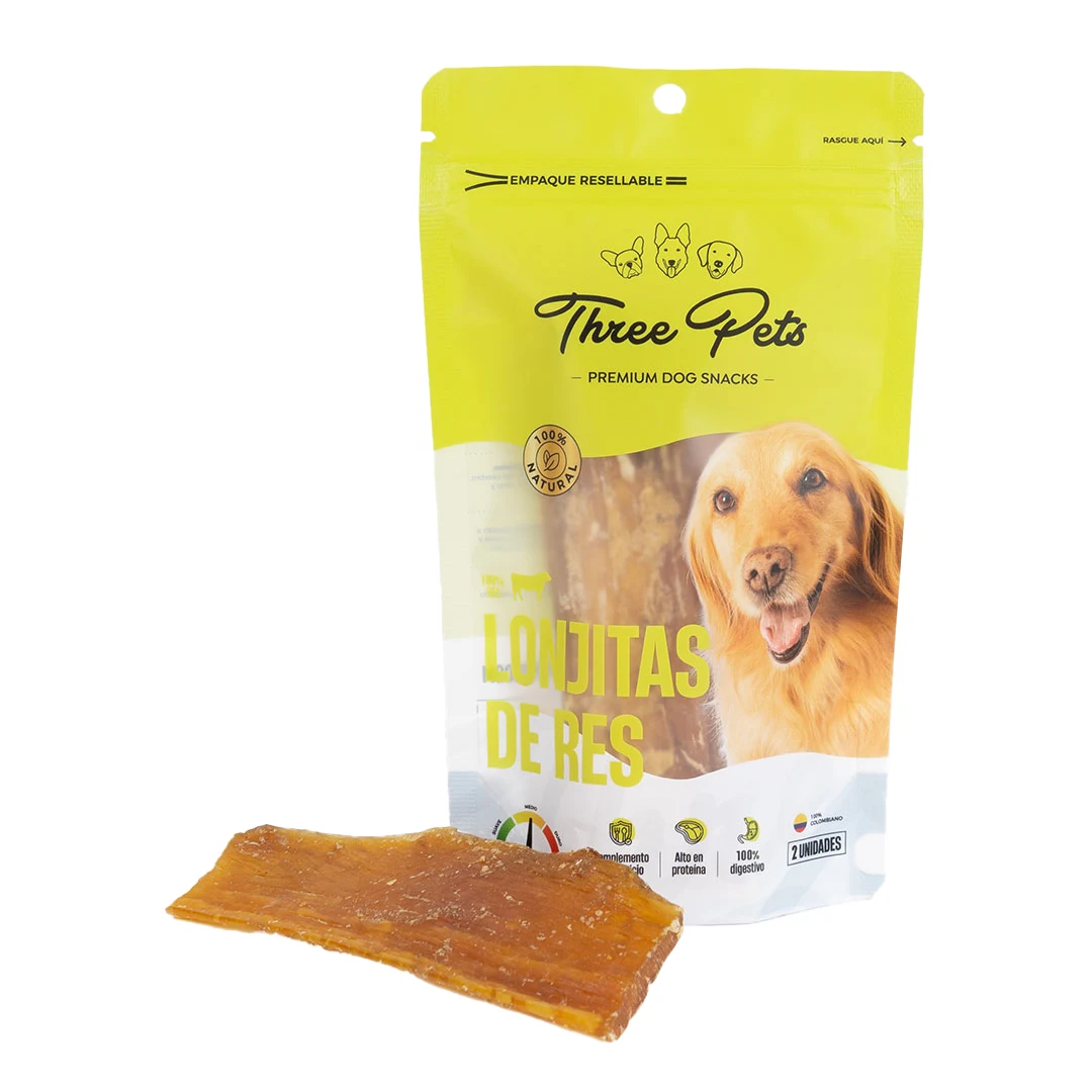 [three_pets_perro_lonjitas_de_res] THREE PETS PERRO LONJITAS DE RES