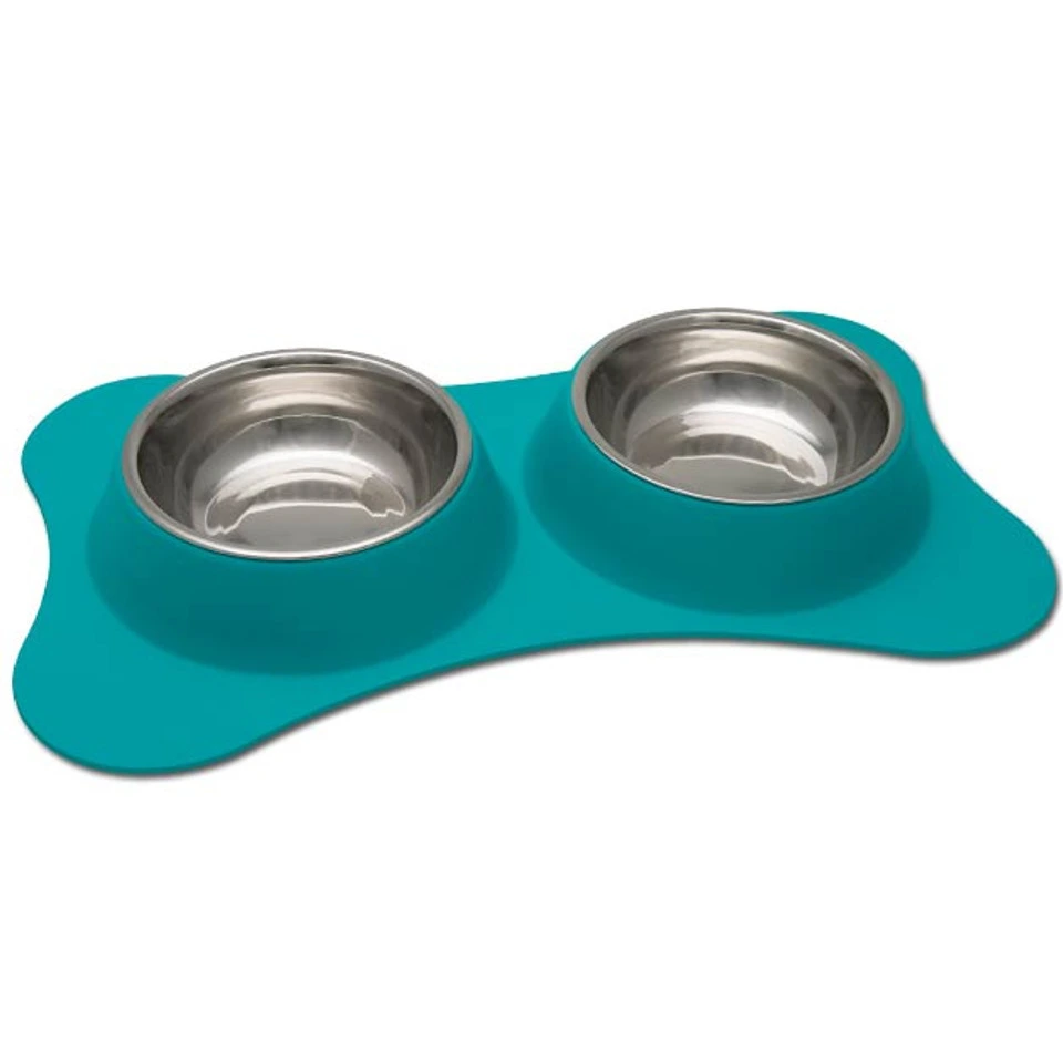 LOVING PETS COMEDERO DOBLE FLEXIBLE (Azul)