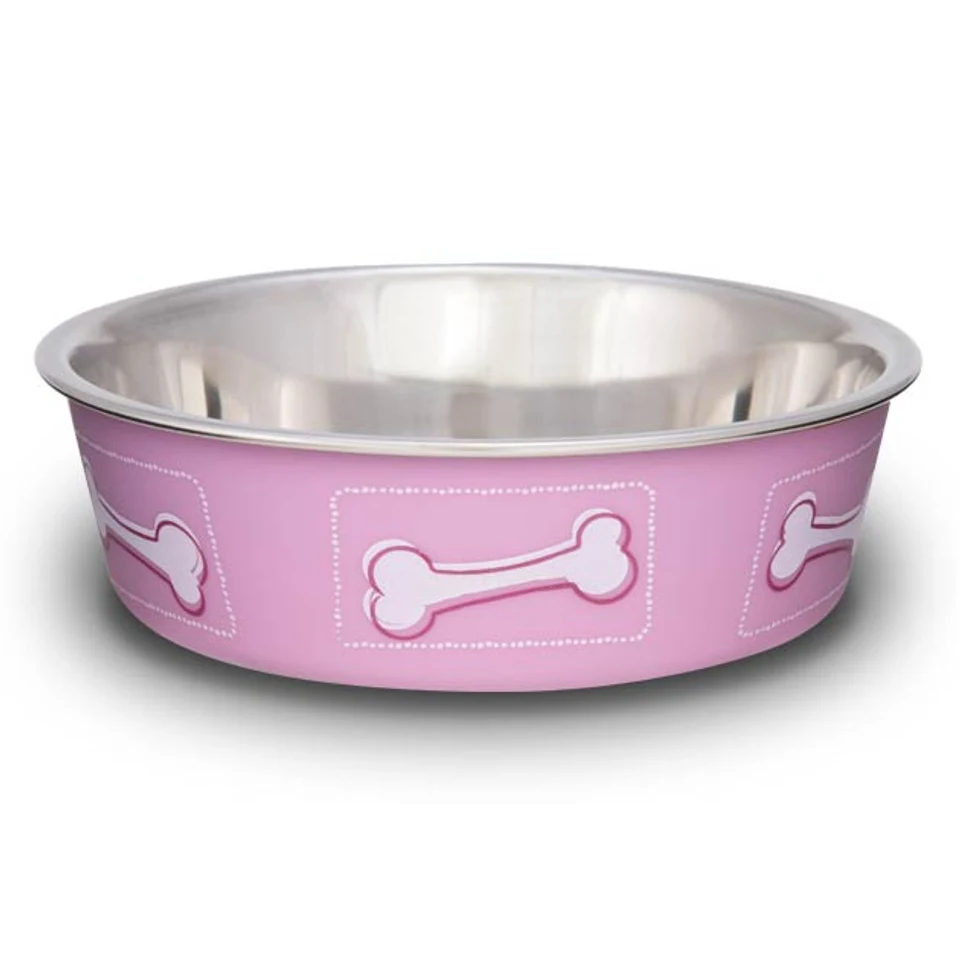 LOVING PETS COMEDERO COASTAL HUESOS ROSADO (S)