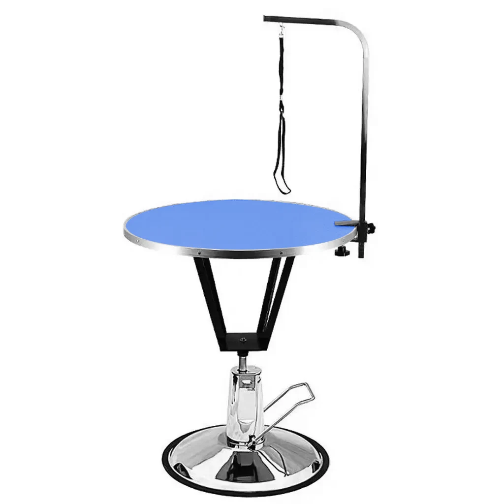 Mesa estética con elevación hidráulica, base redonda