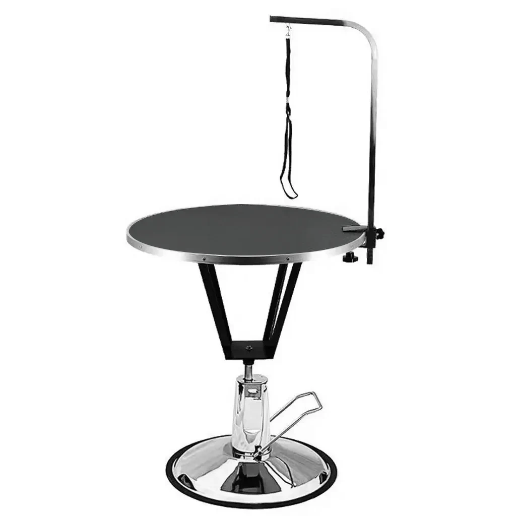 Mesa estética con elevación hidráulica, base redonda