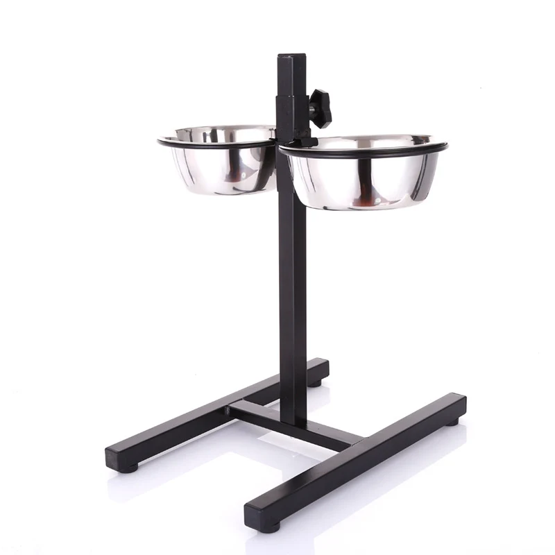 Comedero elevado ajustable  en acero inoxidable
