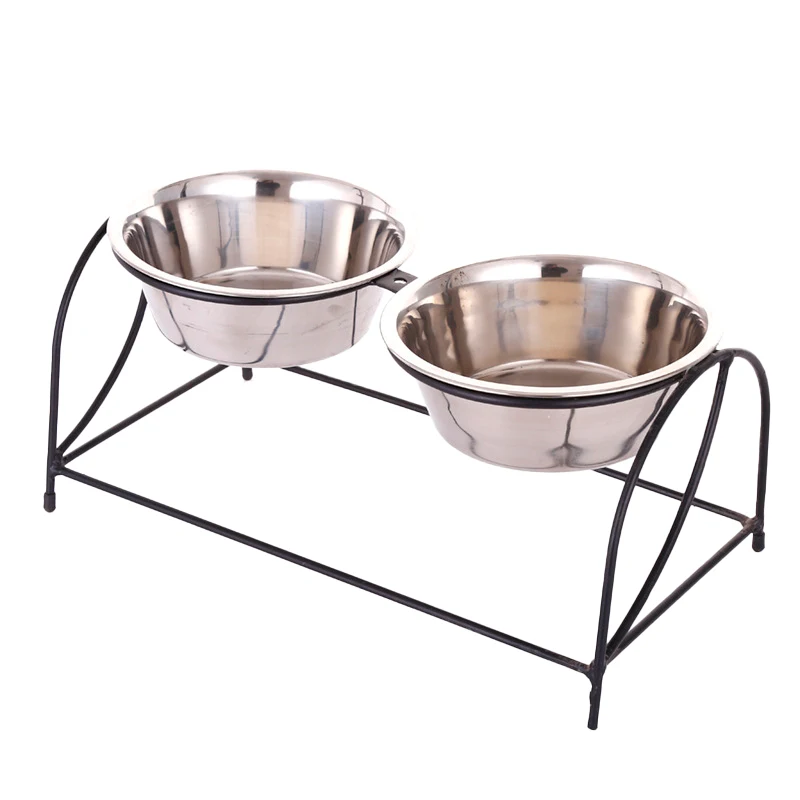 Comedero doble alto con base metalica