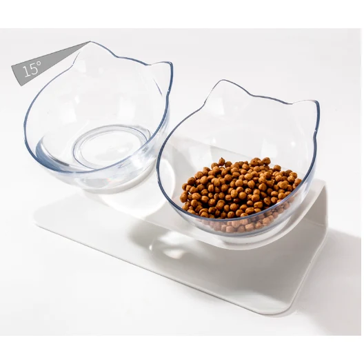 Comedero cara de gato- Platos no se ajustan a la base (Blanco 28.5*16cm)