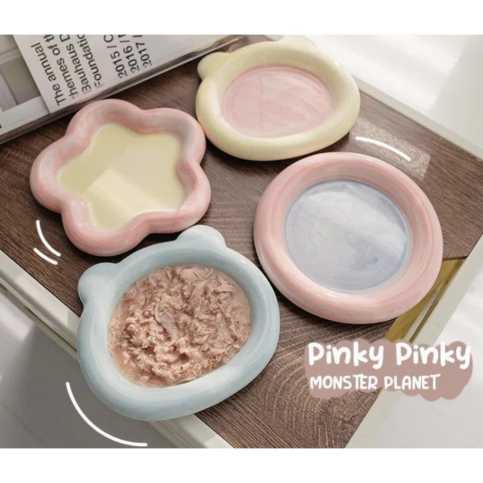 Comedero Pinky pinky en cerámica (Oso, L - 20x3cm, Azul)