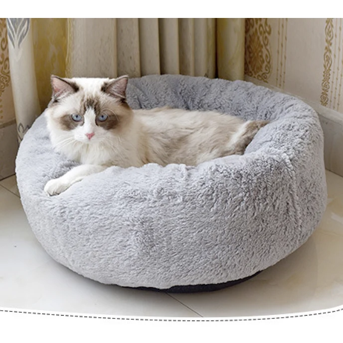Cama diseño de dona felpa (S, Gris)